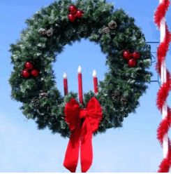 5' Pole Mount Wreath with 3 Red Candles - Liberty Flag & Specialty