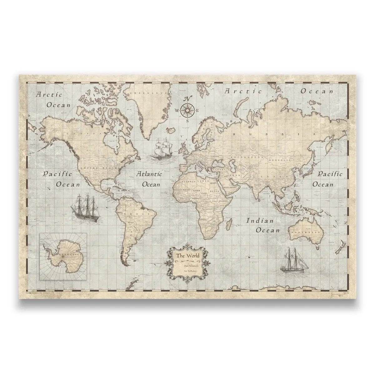 Push Pin World Map Pin Board - Rustic Vintage - Pins Included! - Liberty Flag & Specialty