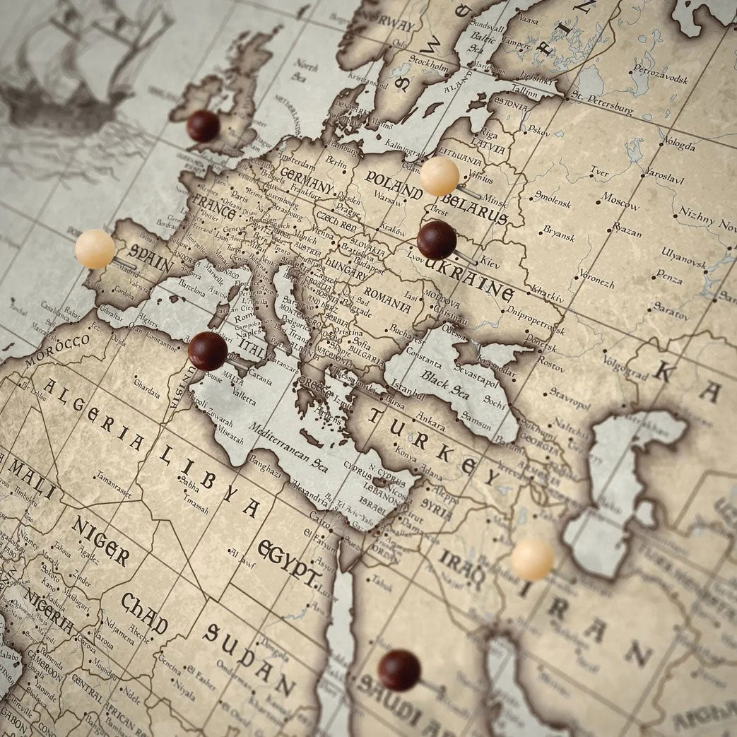 Push Pin World Map Pin Board - Rustic Vintage - Pins Included! - Liberty Flag & Specialty