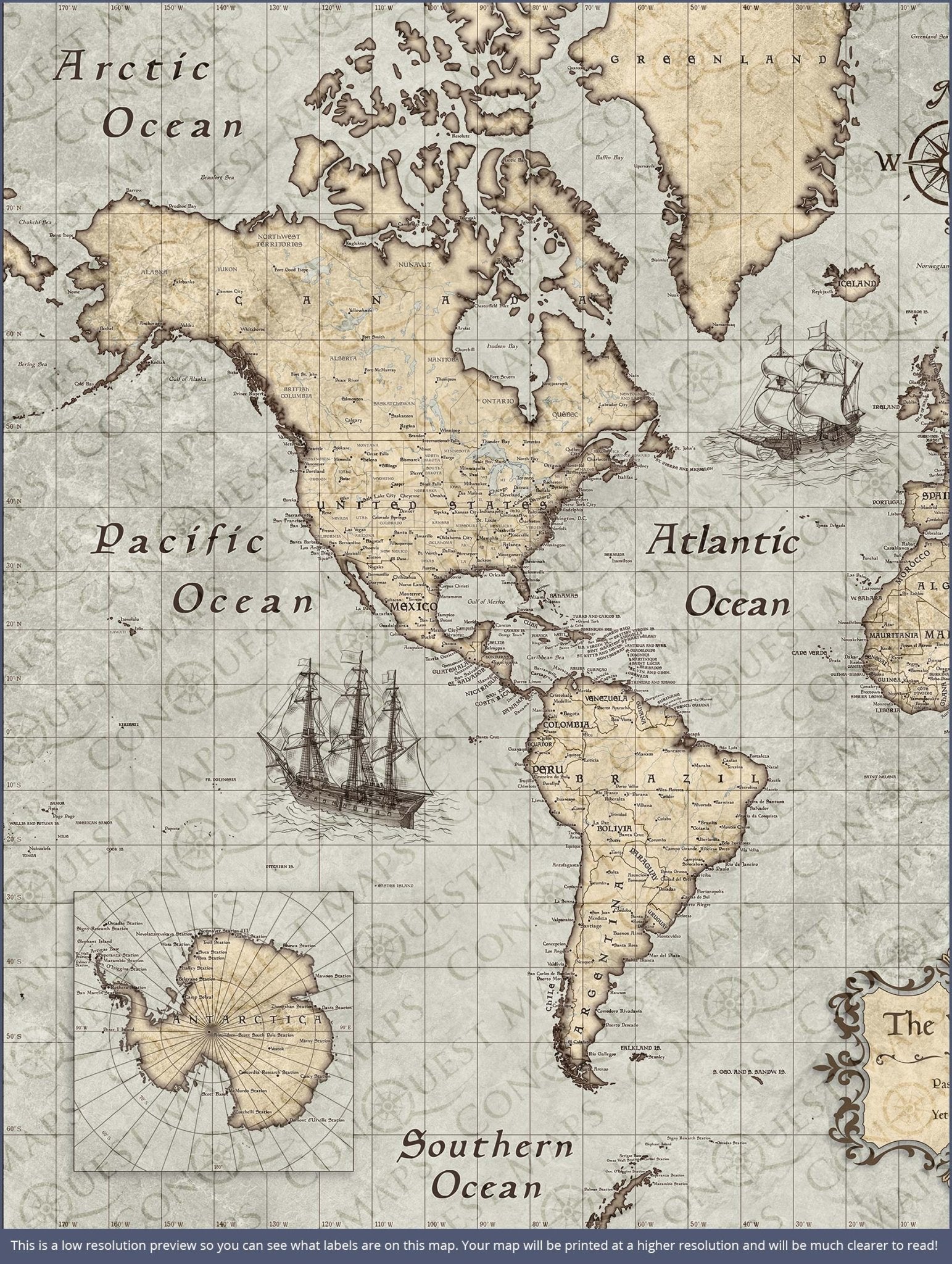 Push Pin World Map Pin Board - Rustic Vintage - Pins Included! - Liberty Flag & Specialty