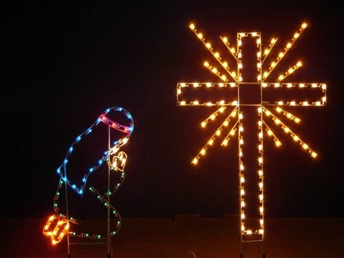 4' Kneeling Shepherd with Cross - Liberty Flag & Specialty