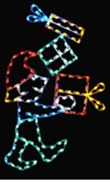 7' Silhouette Elf with 3 Packages - Liberty Flag & Specialty