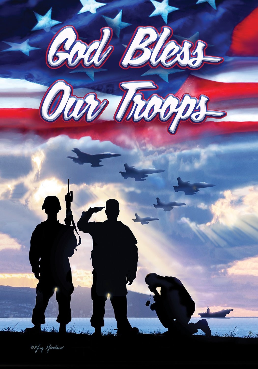 Bless Our Troops Home Banner - Liberty Flag & Specialty