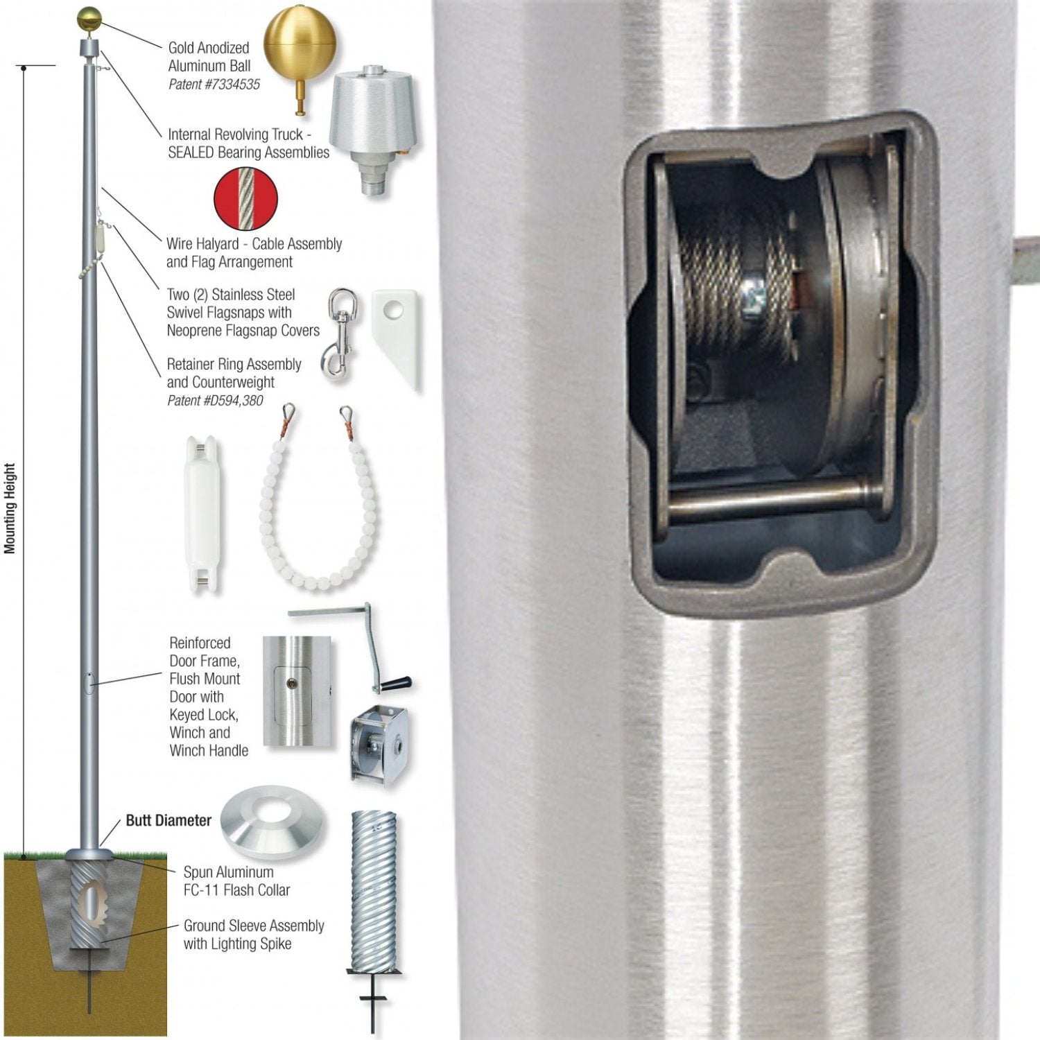 Genesis Aluminum Flagpole Internal - Liberty Flag & Specialty