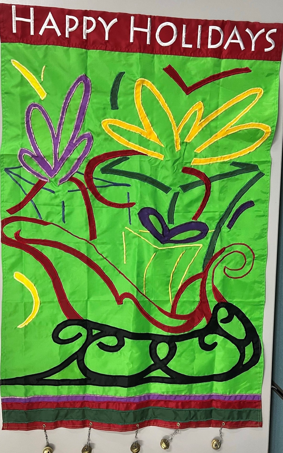 Happy Holidays Sleigh Bells House Banner - Liberty Flag & Specialty