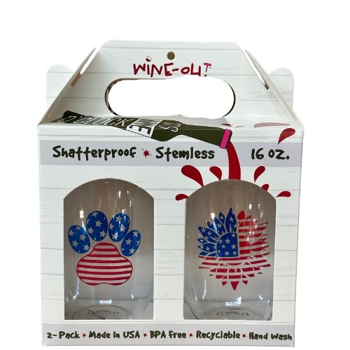 Red, White & Blue Stemless Wine Tumbler 2-Pack - Liberty Flag & Specialty