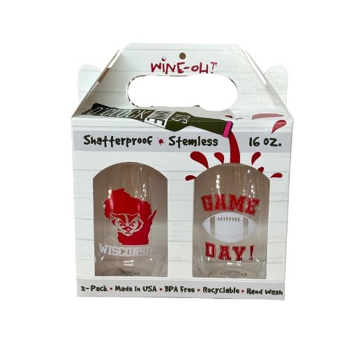 Wisconsin Badgers Stemless Wine Tumbler - Liberty Flag & Specialty