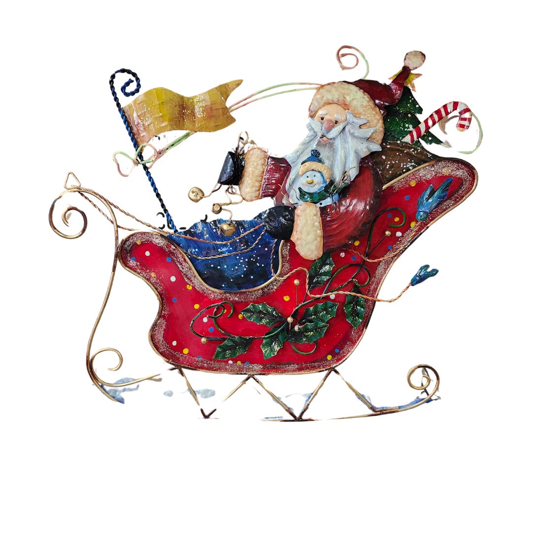 20" Tin Santa Sleigh Decoration - Liberty Flag & Specialty