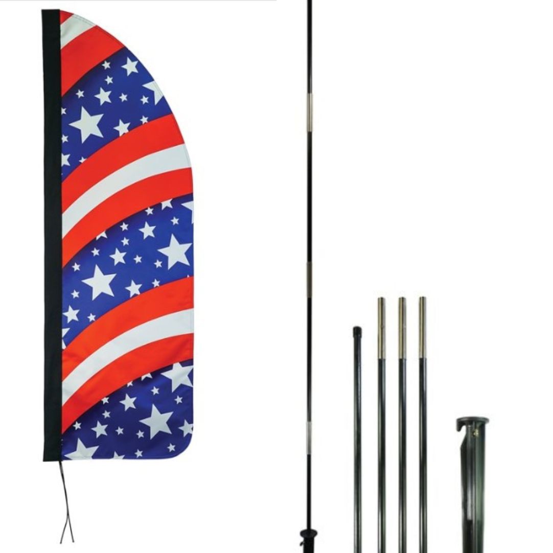 4' Heavy Duty Stars & Stripes Feather Banner Kit