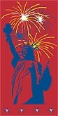 60" x 30" Sunbrella Street Banner - Statue of Liberty Fireworks - Liberty Flag & Specialty