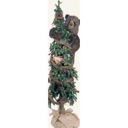 72" Natural Tree with Large Brown Bear - Liberty Flag & Specialty