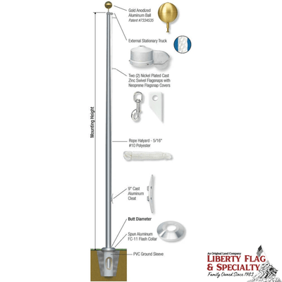 Fine Line Aluminum Flagpole - Liberty Flag & Specialty