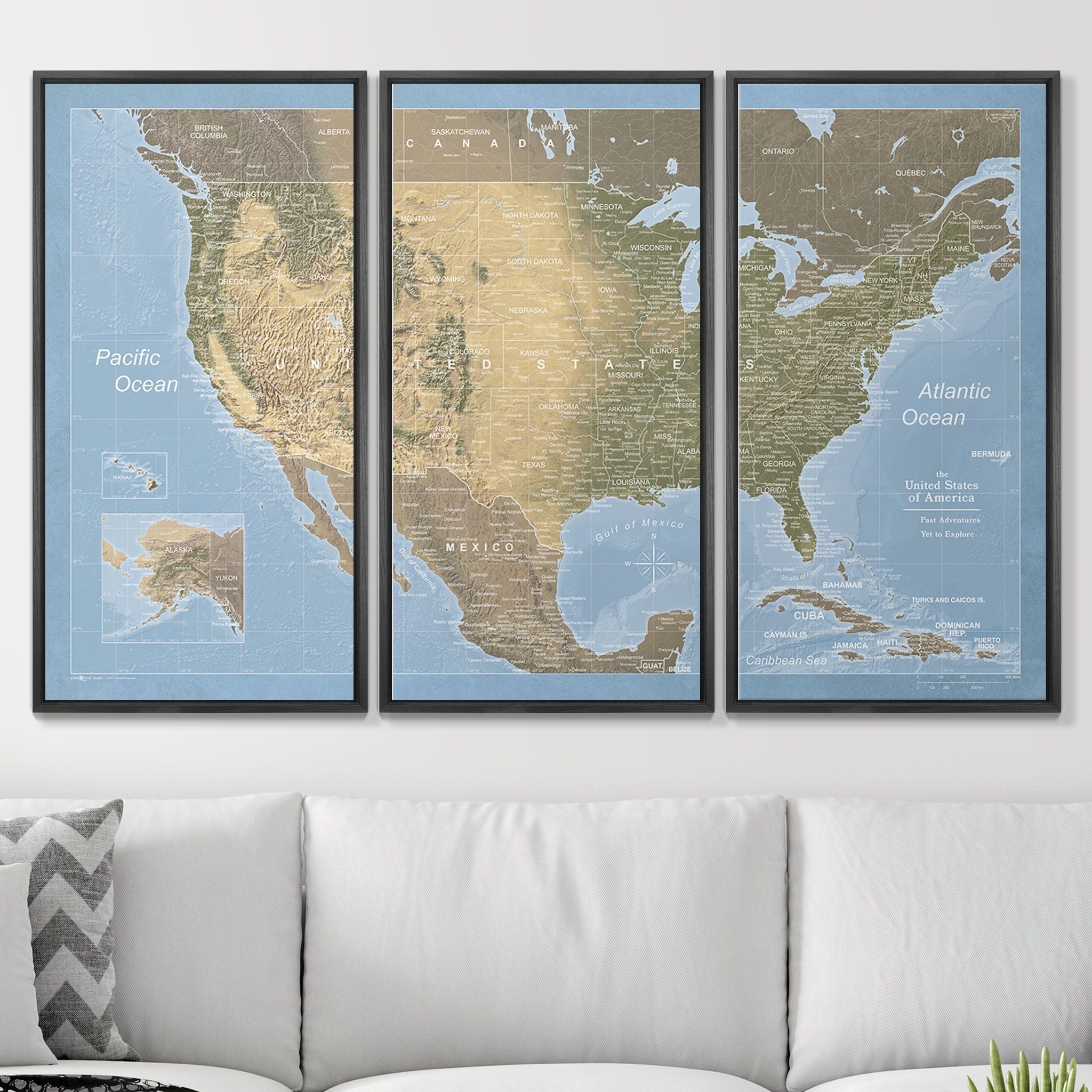 Push Pin USA Map Pin Board - Natural Earth - Pins Included! - Liberty Flag & Specialty