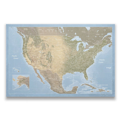 Push Pin USA Map Pin Board - Natural Earth - Pins Included! - Liberty Flag & Specialty