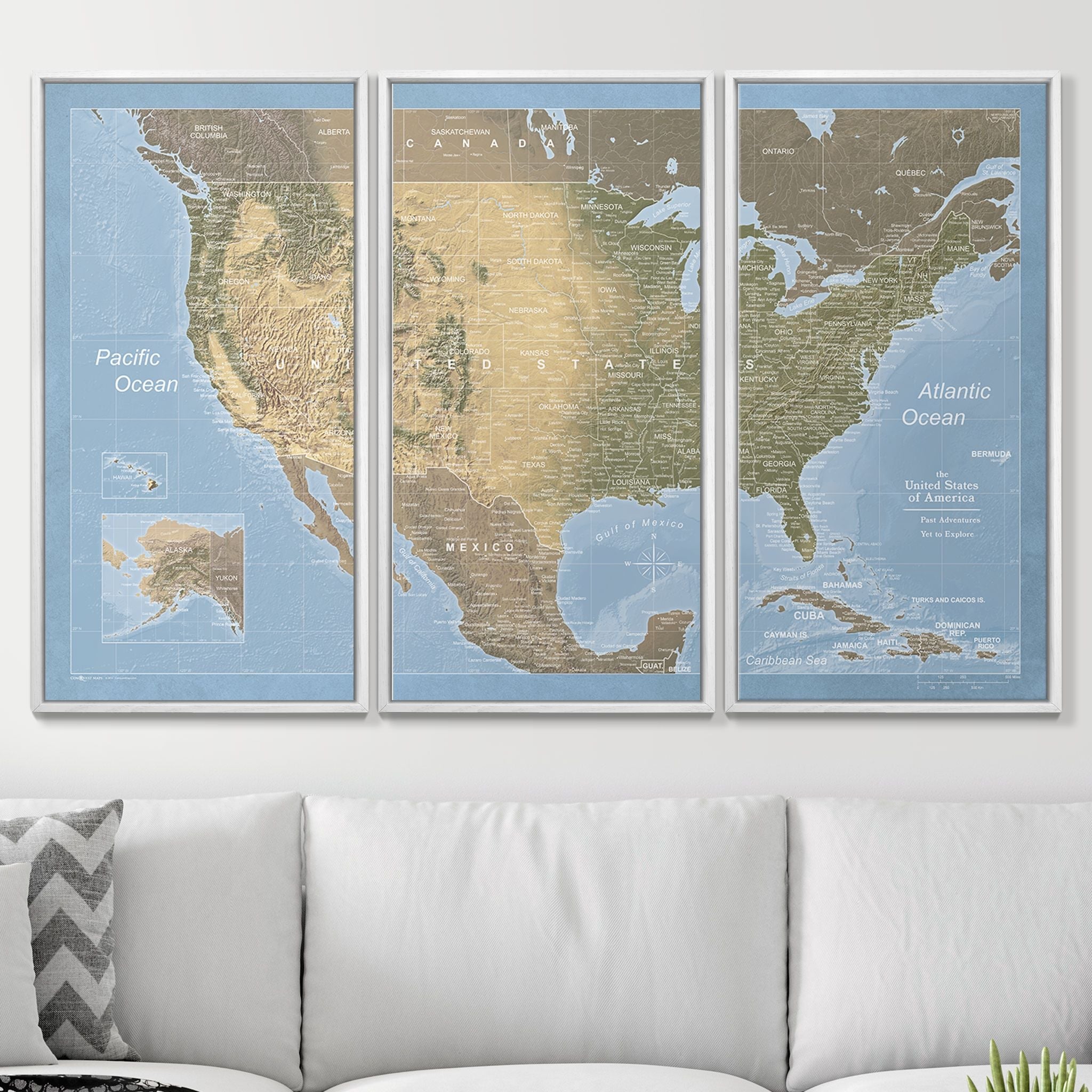 Push Pin USA Map Pin Board - Natural Earth - Pins Included! - Liberty Flag & Specialty