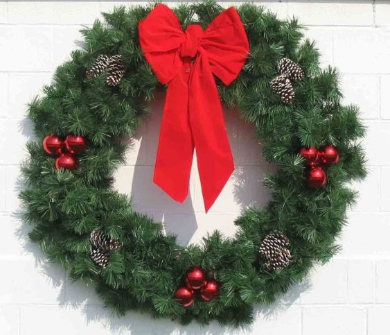 5' Building Front Natural Garland Wreath with Bow - Liberty Flag & Specialty
