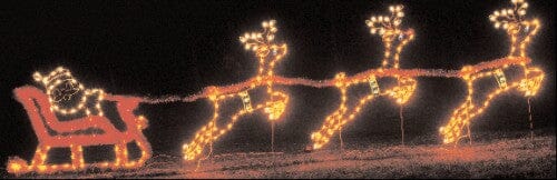 6.5' x 32' Santa's Sleigh and Reindeer - C7 bulbs - Liberty Flag & Specialty
