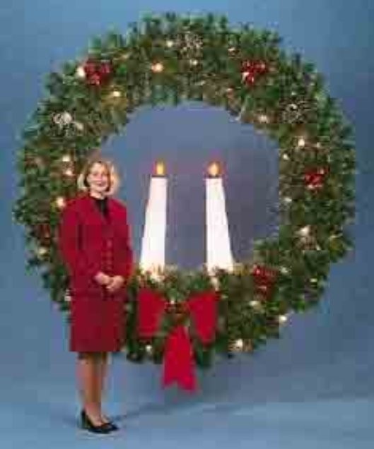 8' Building Front Natural Garland Wreath with 2 - White Candles - Liberty Flag & Specialty