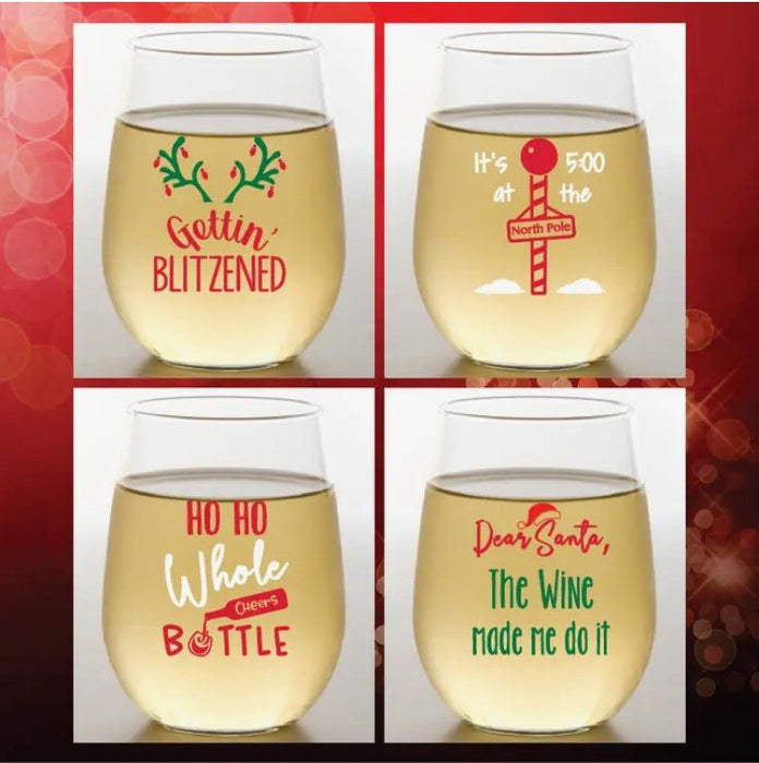 Blitzened Shatterproof Wine Glasses Liberty Flag & Specialty