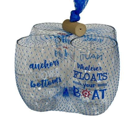 Boat Life Stemless Wine Tumbler 4-Pack - Liberty Flag & Specialty