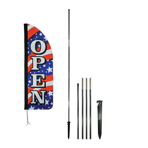 Compact Open Feather Double Sided Flag Set - Liberty Flag & Specialty