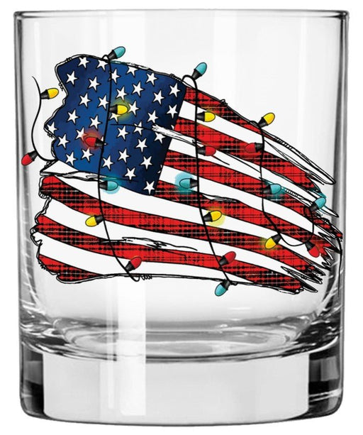Festive American Flag Whiskey Glass - Celebrate Christmas - Liberty Flag & Specialty