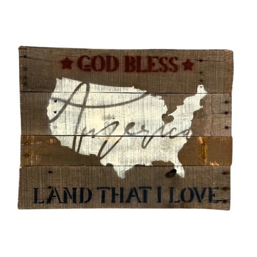 God Bless America Wood Sign - Liberty Flag & Specialty