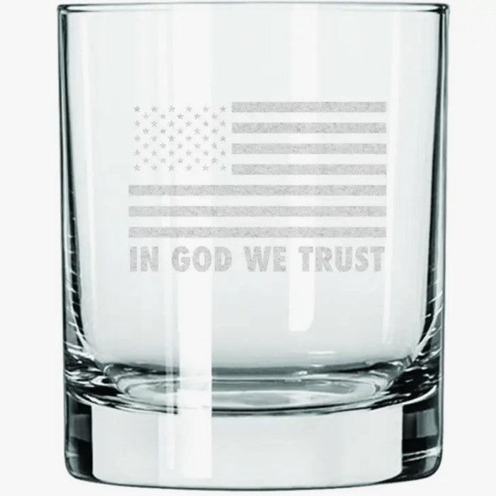 In God We Trust Whiskey Glass - Liberty Flag & Specialty