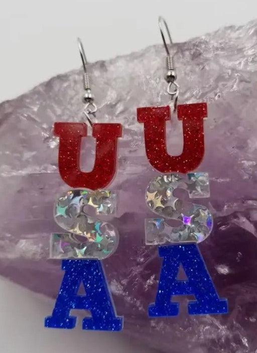 Patriotic USA Glitter Earrings - Liberty Flag & Specialty