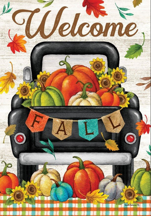 Pumpkin Truck Welcome Fall House Banner - Liberty Flag & Specialty