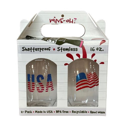 Red, White & Blue Stemless Wine Tumbler 2-Pack - Liberty Flag & Specialty