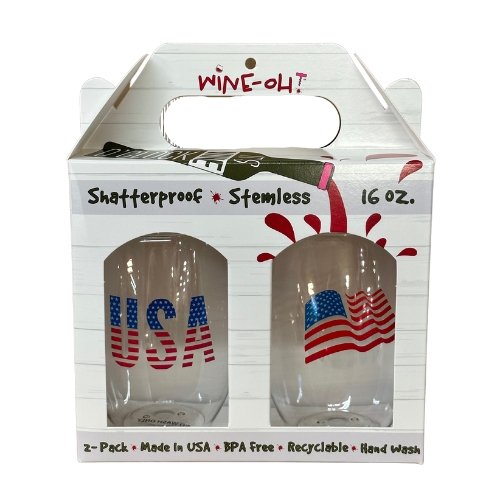 Red, White & Blue Stemless Wine Tumbler 2-Pack - Liberty Flag & Specialty