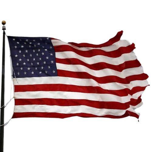 flag USA ancien drapeau americain sur mat socle fonte