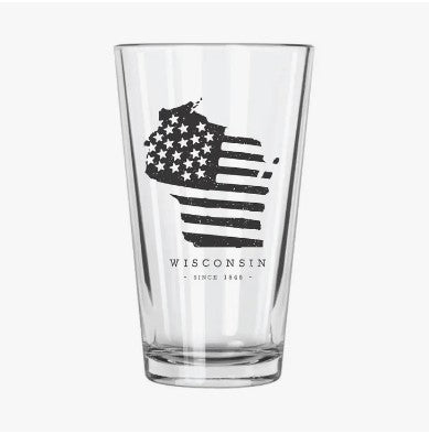 Wisconsin Pint Glass - Liberty Flag & Specialty